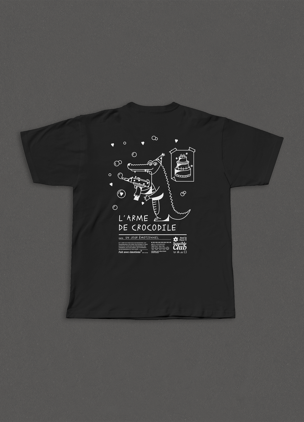 T-shirt NOIR - LARME DE CROCODILE