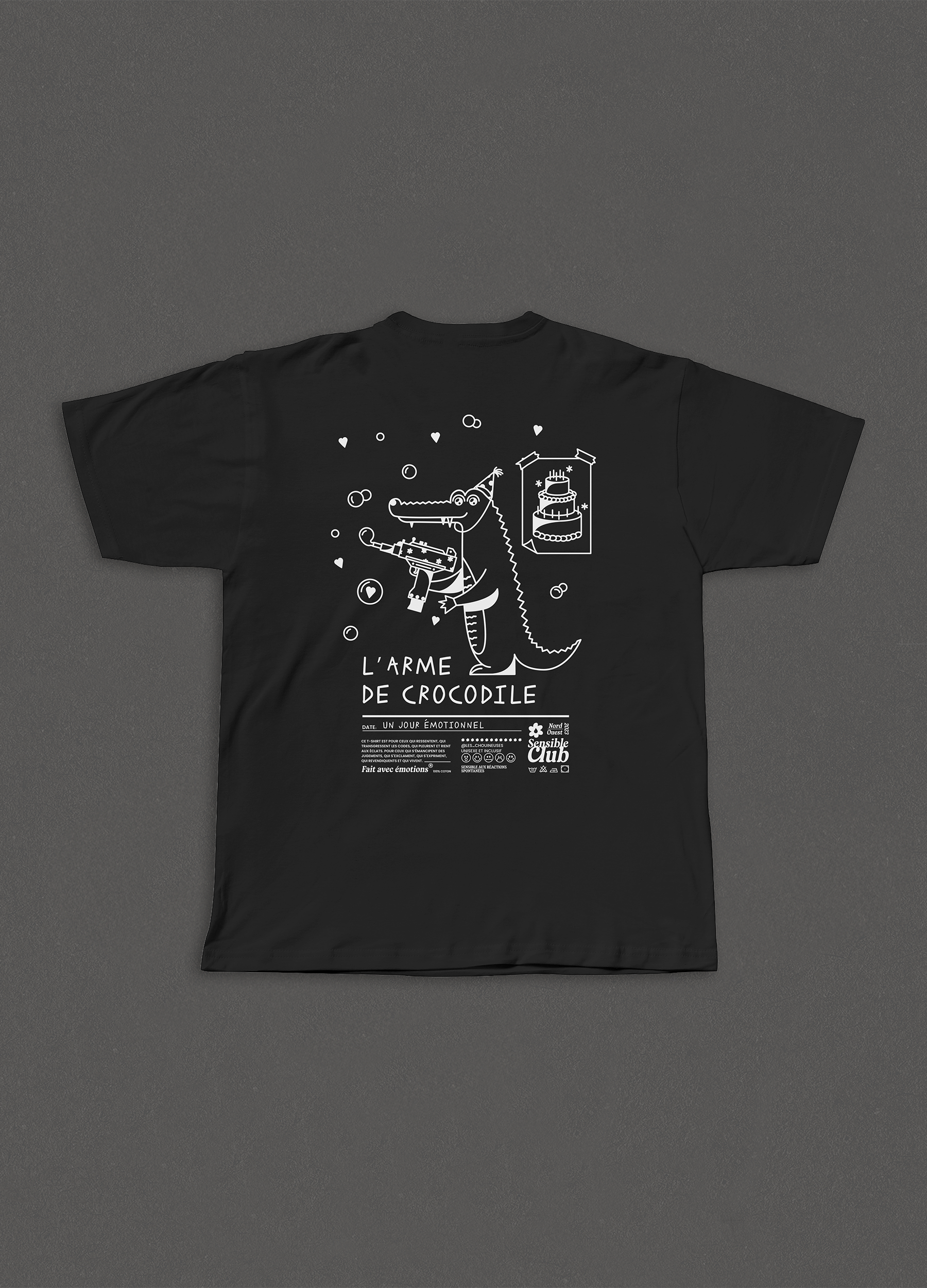 T-shirt NOIR - LARME DE CROCODILE
